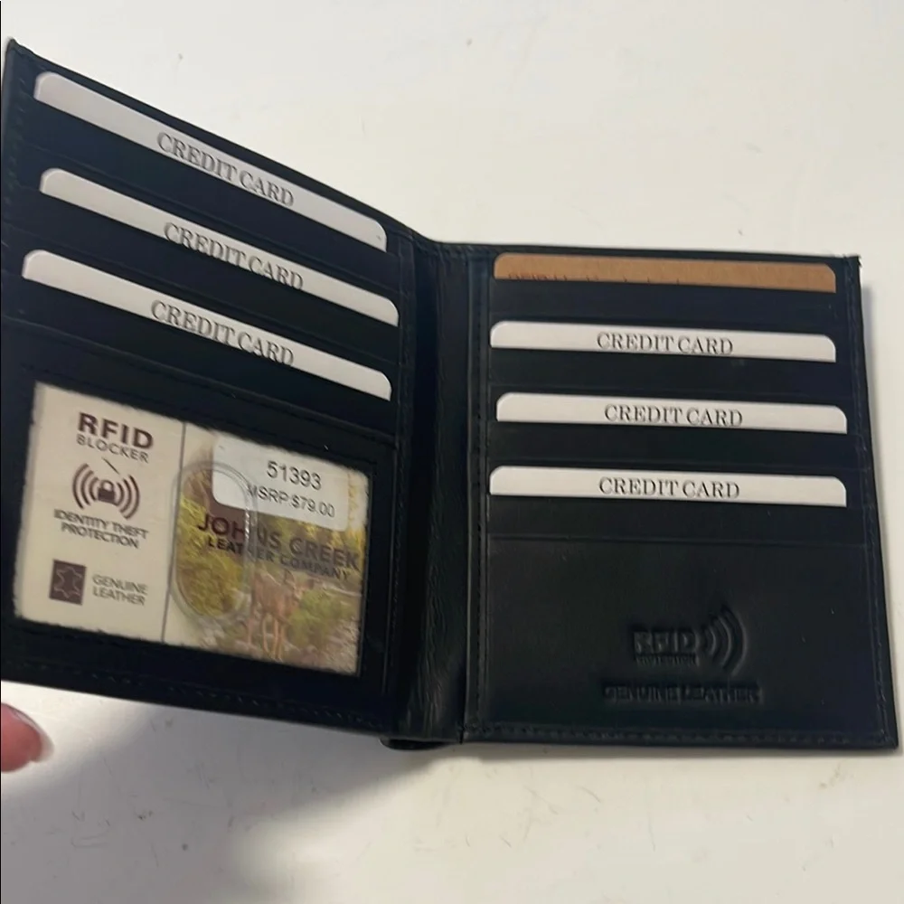 NWT- Black wallet w/Smooth Leather Finish RFID